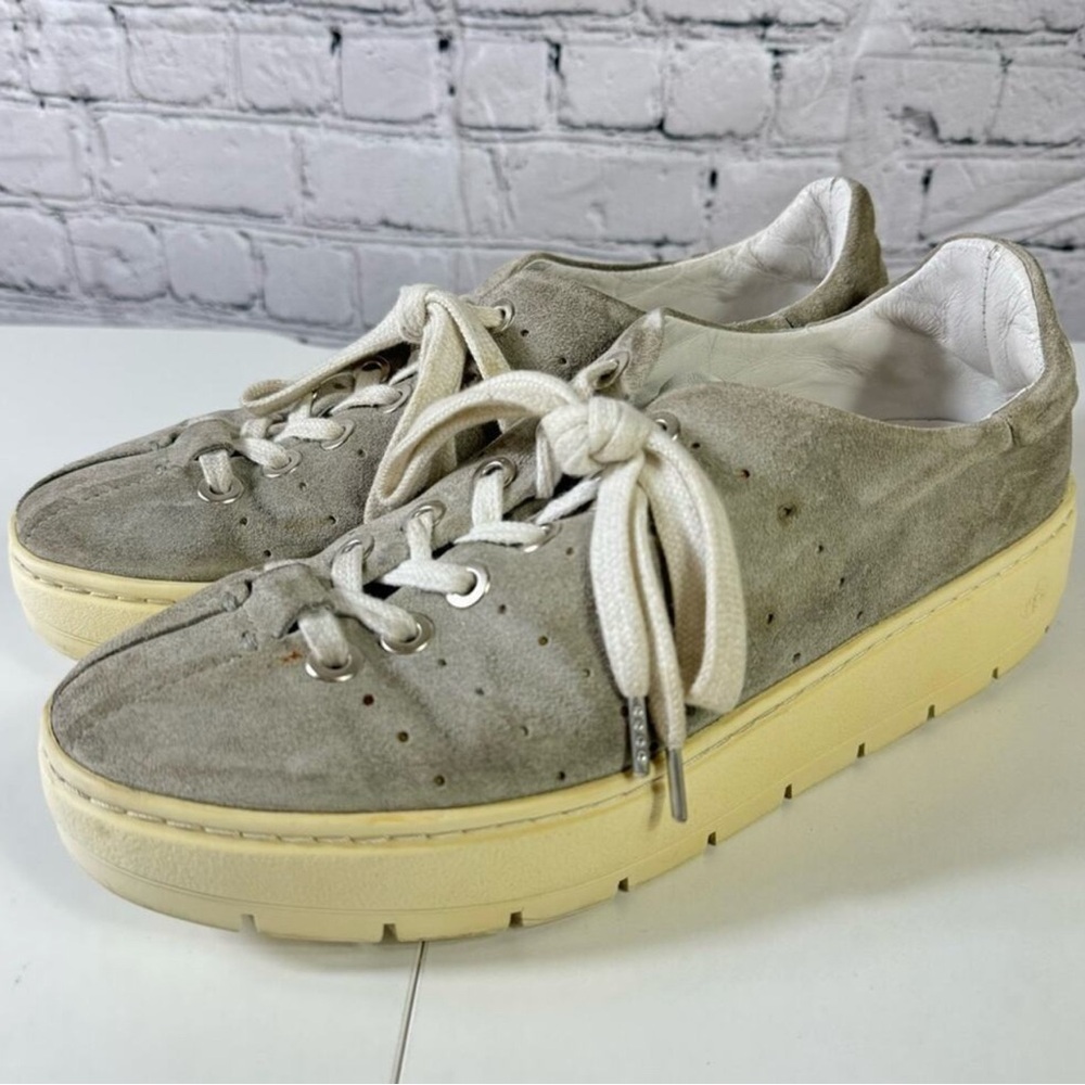 Rag & Bone Linden gray leather size 8.5 suede platform sneakers shoes